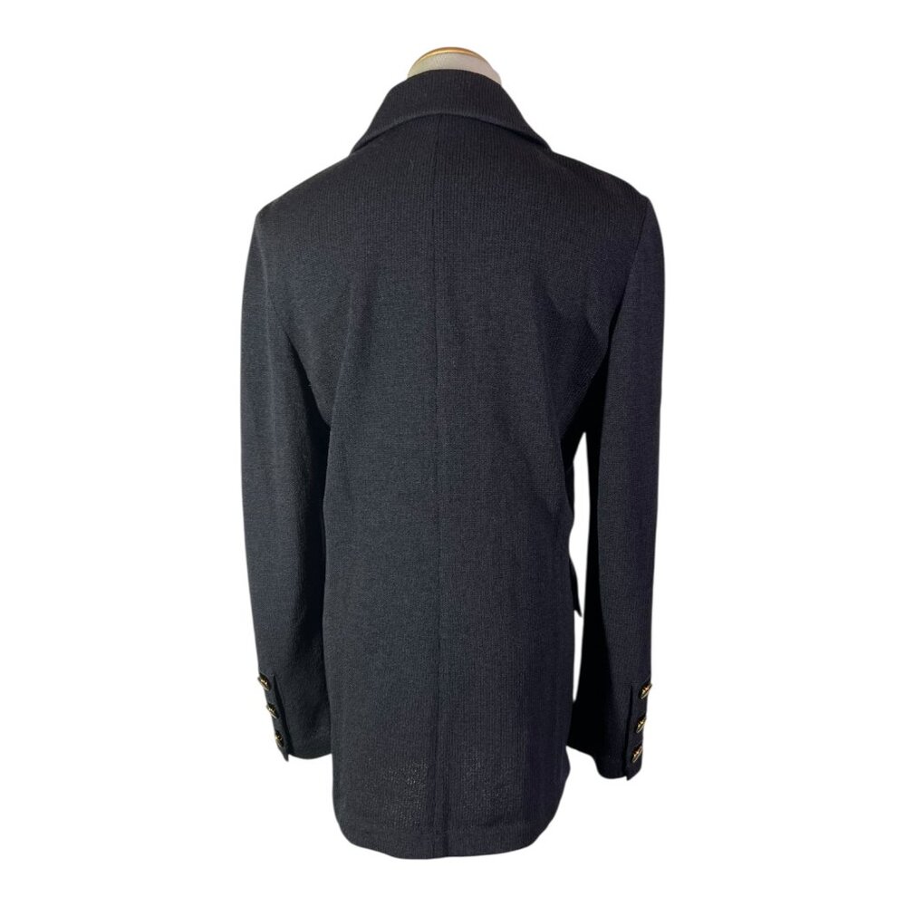 Vintage Austin Reed Size 4 Dark Navy Heavy Knit Double-Breasted Blazer Jacket - Picture 9 of 13